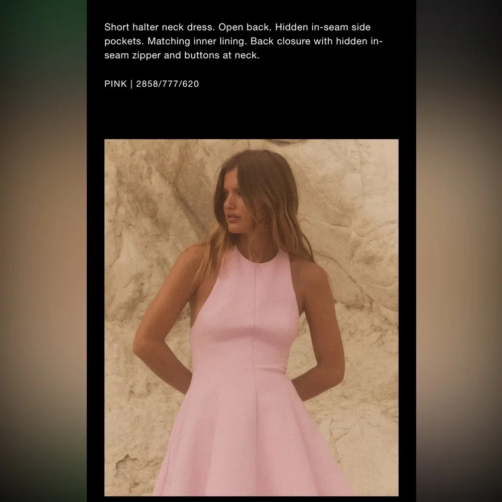 Zara short halter dress with godets, pastel pink - Picture 2 of 15